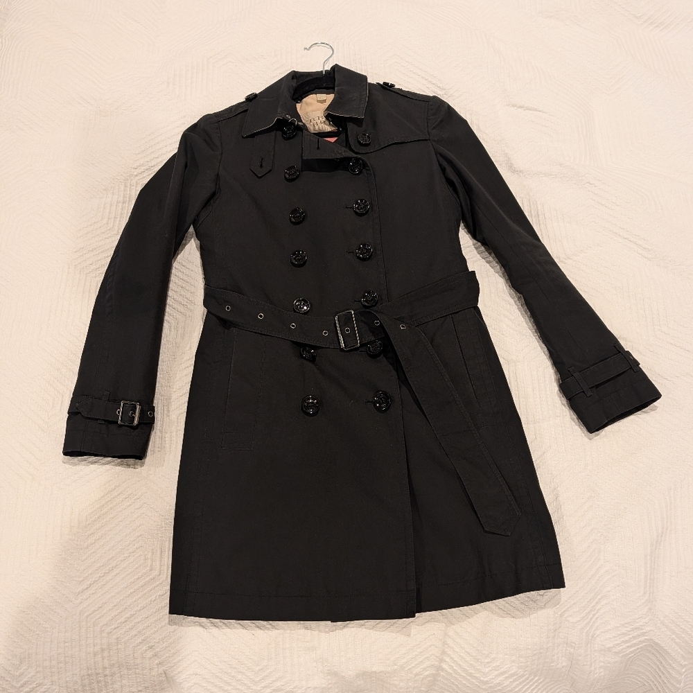Burberry Classic Black Mid Length Trench Coat